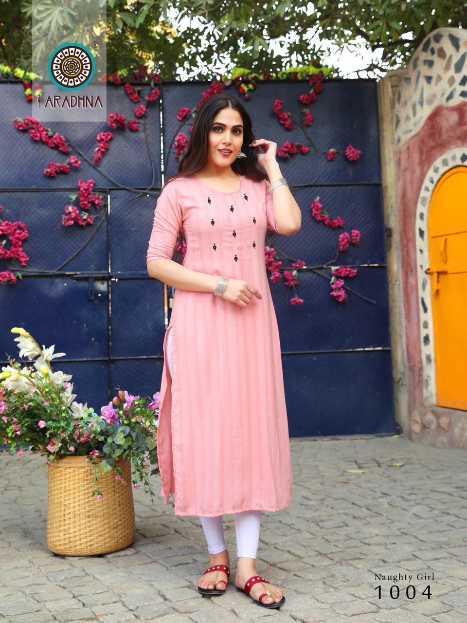 Aradhna Naughty Girl 1 Latest Designer Fancy Casual  Ethnic Wear Embroidery And Manual Work Kurtis Collection 